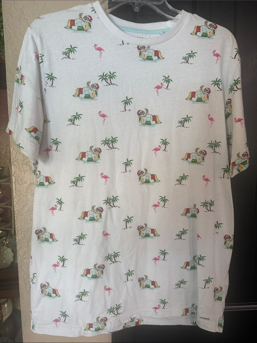 White Tropical Print Short-Sleeve Men’s T-Shirt